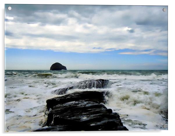 Trebarwith Strand Beach Acrylic by Alexia Miles