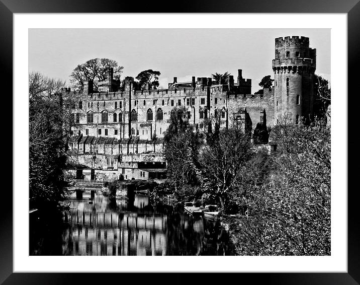 Warwick Castle B/W Framed Mounted Print by Jack Jacovou Travellingjour