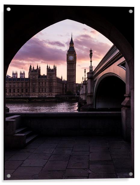 Big Ben Sunset Acrylic by Adam Payne