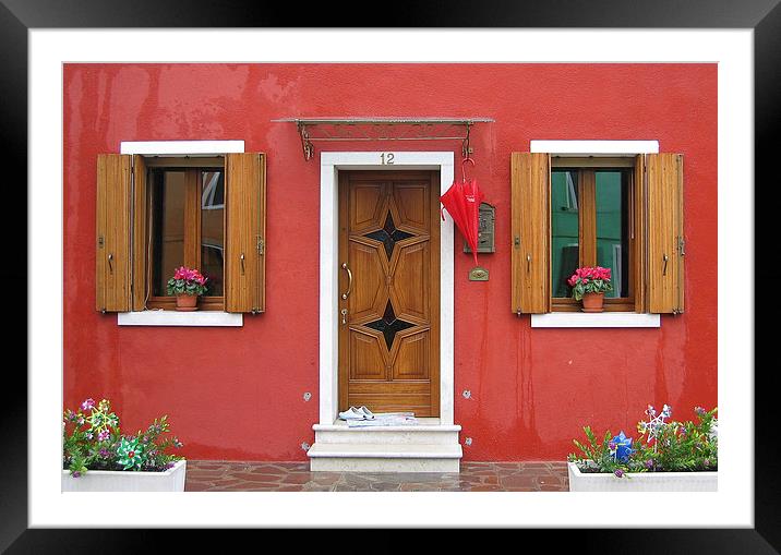 Vibrant Burano House in the Rain Framed Mounted Print by Robert Murray