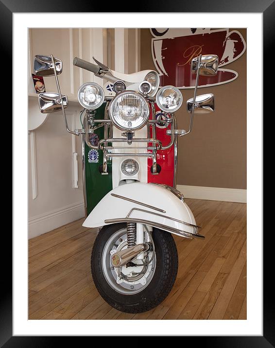 Iconic Italian Vespa Scooter Framed Mounted Print by Tommy Dickson