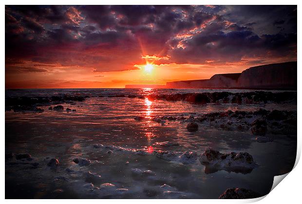 Birling Gap Sunset Print by Phil Clements