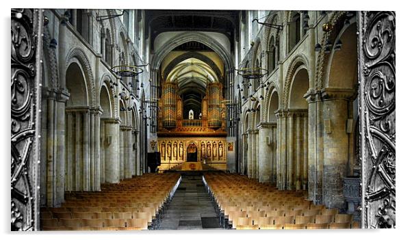 Rochester Cathedral Interior Acrylic by Tracy Hughes