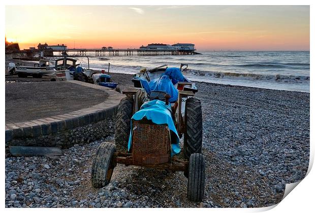 Cromer beach old tractor Print by Gary Pearson