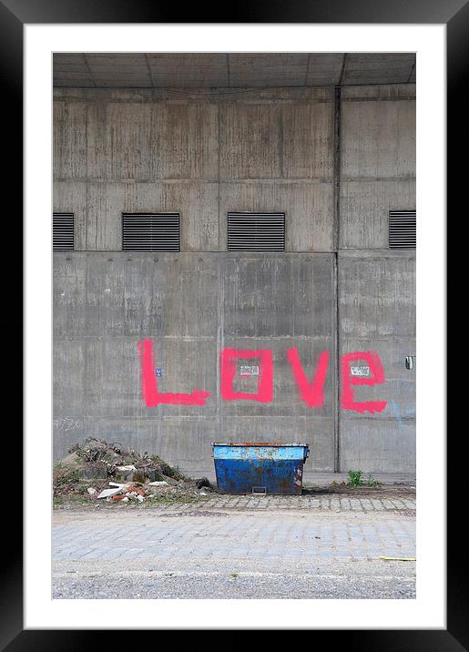 Love pink painting gray wall Framed Mounted Print by Matthias Hauser