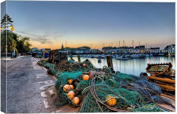 Fishing nets Ilfracombe Harbour Canvas Print by Dave Wilkinson North Devon Ph