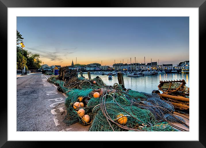 Fishing nets Ilfracombe Harbour Framed Mounted Print by Dave Wilkinson North Devon Ph