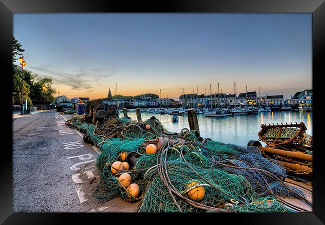 Fishing nets Ilfracombe Harbour Framed Print by Dave Wilkinson North Devon Ph