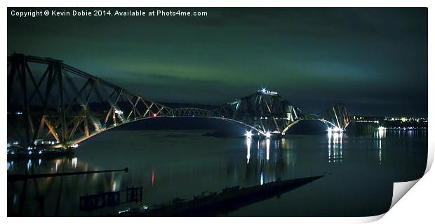 The Forth rail bridge at night Print by Kevin Dobie