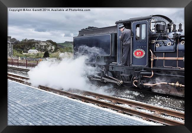 Steam Engine in Porthmadog 2 Framed Print by Ann Garrett