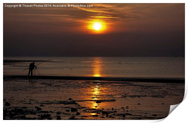 Fisherman at sunset Print by Thanet Photos