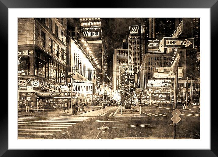 Broadway to Times Square Framed Mounted Print by Pete Lawless