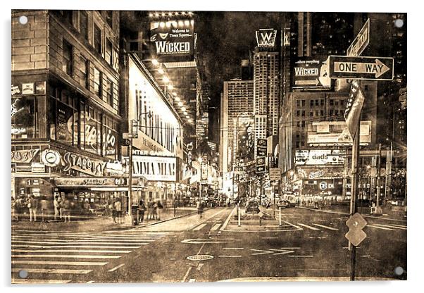 Broadway to Times Square Acrylic by Pete Lawless