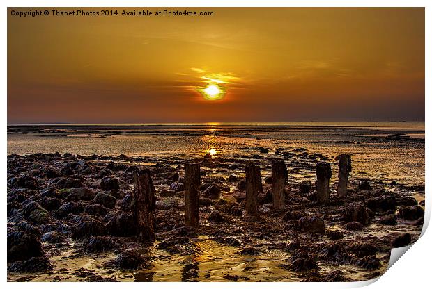 Sunset on the rocks Print by Thanet Photos