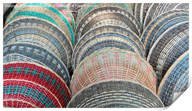 Multi-coloured food baskets Print by Mark McDermott