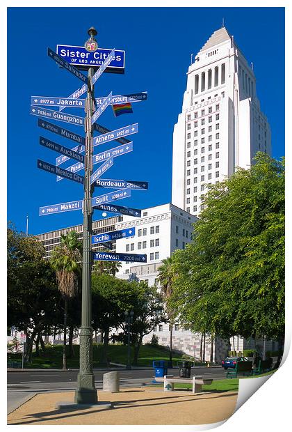 Sister Cities of Los Angeles - Athens Auckland ... Print by Ram Vasudev