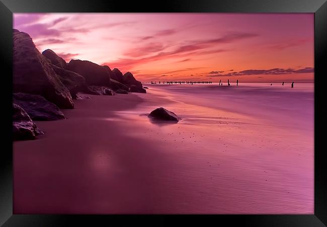 Happisburgh Sunset Framed Print by Steve Hardiman