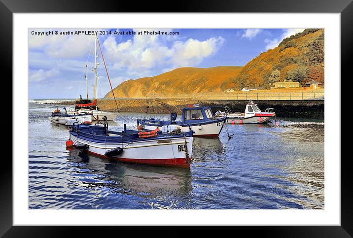 LYNMOUTH HARBOUR DEVON Framed Mounted Print by austin APPLEBY