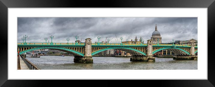 Southwark Bridge Panorama Framed Mounted Print by LensLight Traveler