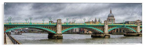 Southwark Bridge Panorama Acrylic by LensLight Traveler