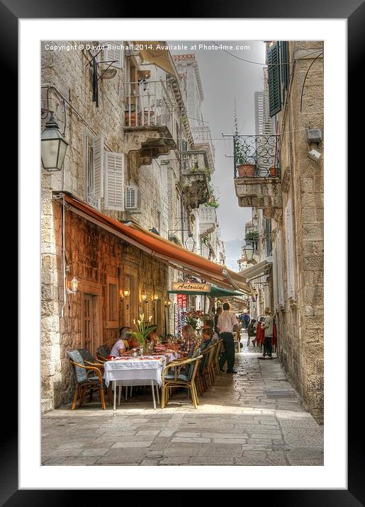 Dining In Dubrovnik Framed Mounted Print by David Birchall