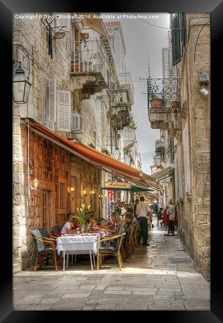 Dining In Dubrovnik Framed Print by David Birchall