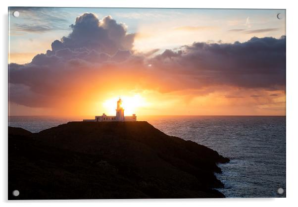 Sunset at Strumble Head Lighthouse Acrylic by Ian Middleton