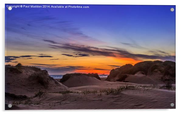 Sand Dunes Sunset Acrylic by Paul Madden