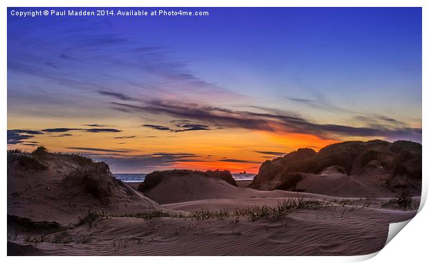 Sand Dunes Sunset Print by Paul Madden