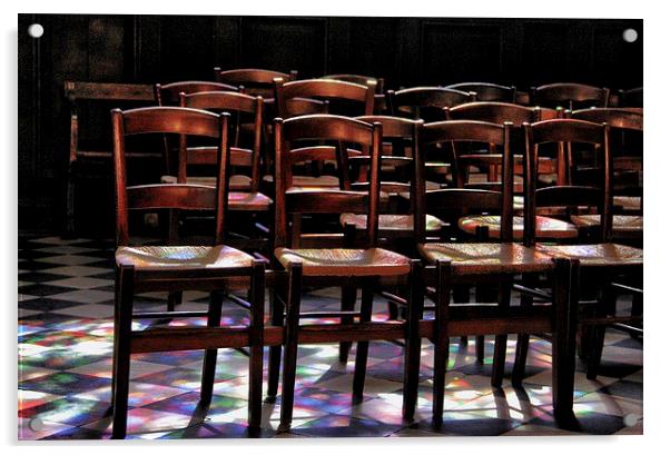 Rainbow chairs Acrylic by Fiona Miller