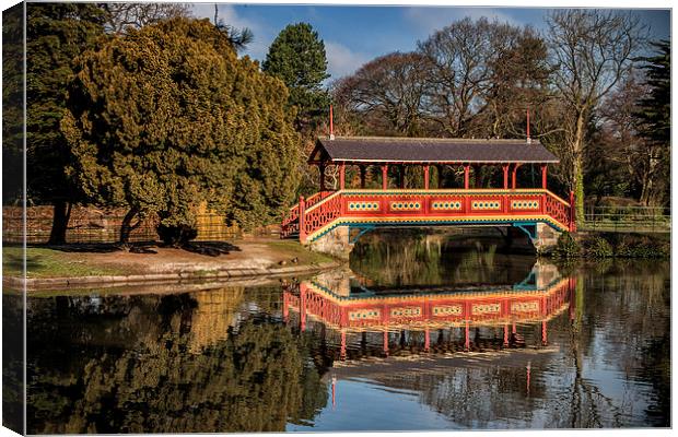 Reflections of the Swiss Bridge Canvas Print by Rob Lester