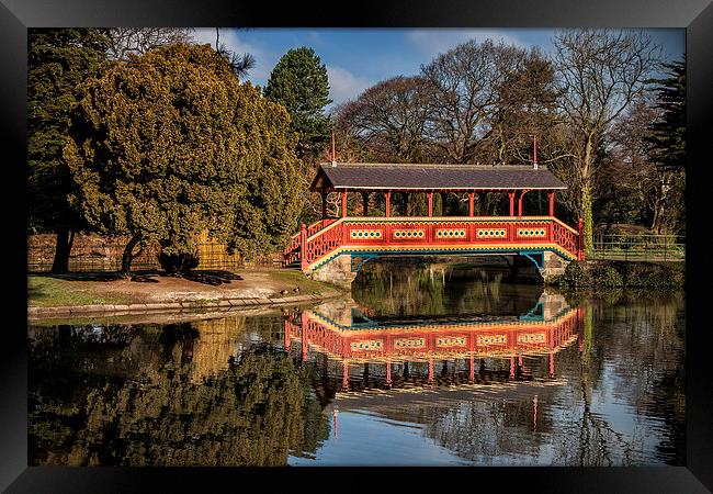 Reflections of the Swiss Bridge Framed Print by Rob Lester