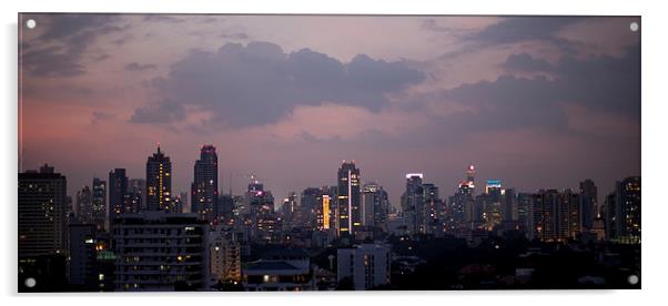 Bangkok Skyline Acrylic by Stephen Hayes