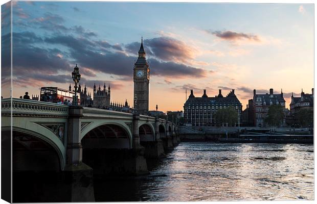 Sunsetting over London Westminster Canvas Print by Adam Payne