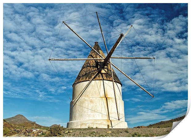 Spanish windmill Print by Robert Murray