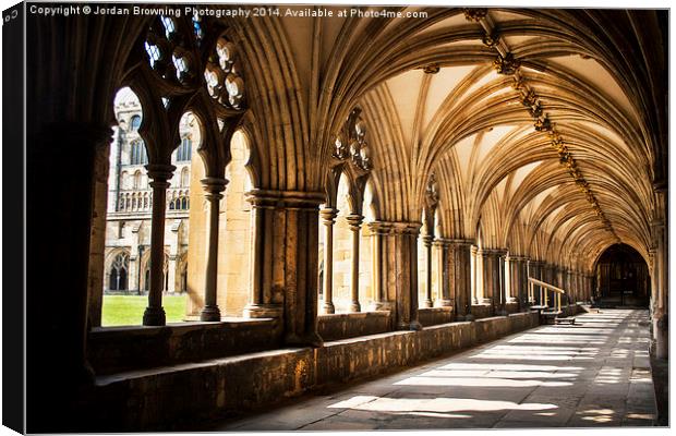 Norwich Cathedral Cloister Walks Canvas Print by Jordan Browning Photo