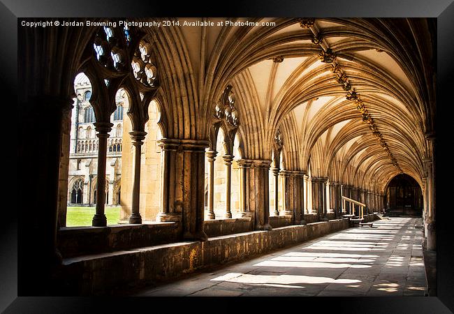 Norwich Cathedral Cloister Walks Framed Print by Jordan Browning Photo