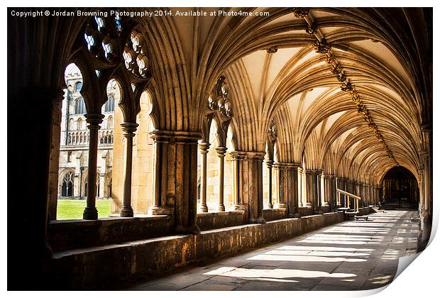 Norwich Cathedral Cloister Walks Print by Jordan Browning Photo