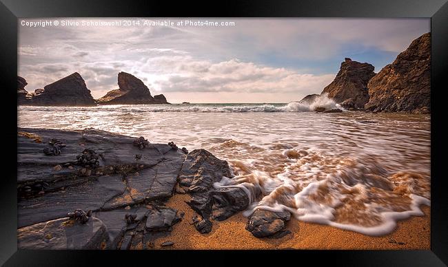 rocks water and sky Framed Print by Silvio Schoisswohl