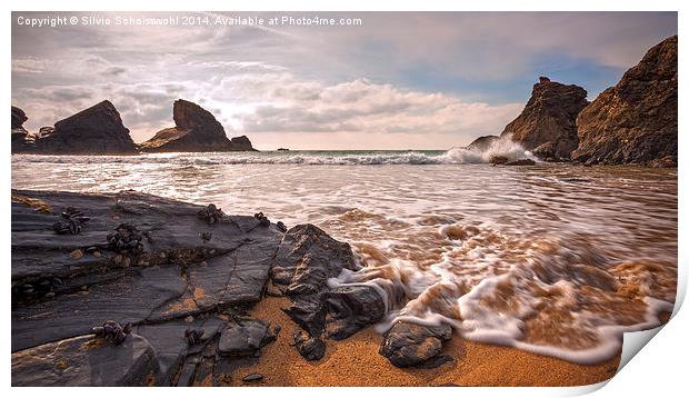 rocks water and sky Print by Silvio Schoisswohl