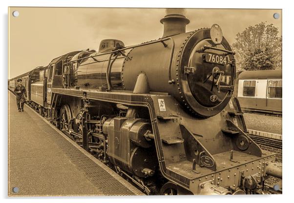 Steam Train at Sheringham Acrylic by Stewart Nicolaou