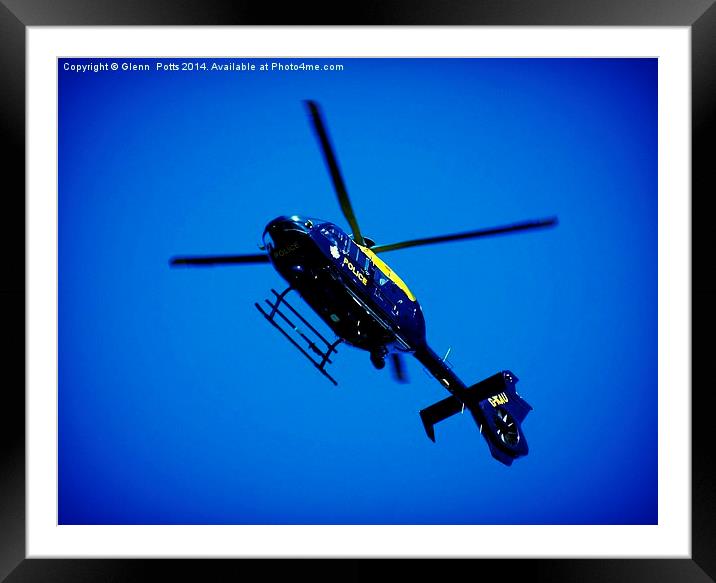 Police Helicopter Framed Mounted Print by Glenn Potts