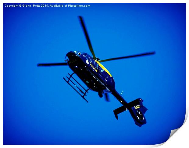 Police Helicopter Print by Glenn Potts