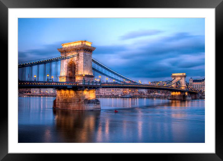 Chain Bridge in the blue hour Framed Mounted Print by Jason Wells