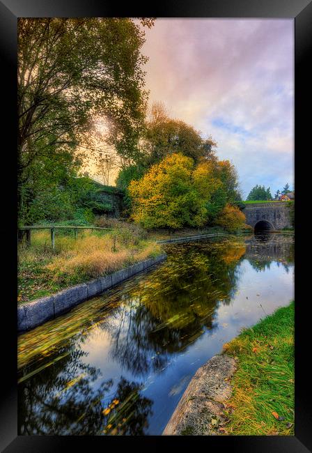 Canal Drifting Leaves Framed Print by Ian Mitchell