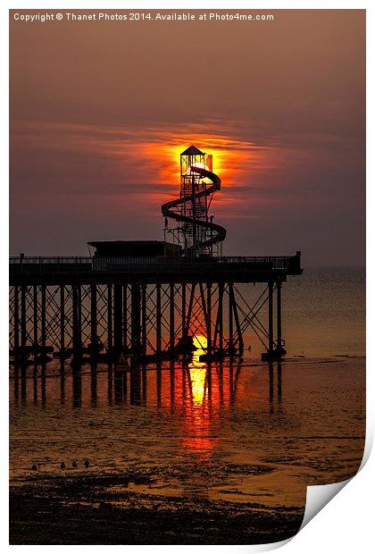Pier at sunset Print by Thanet Photos
