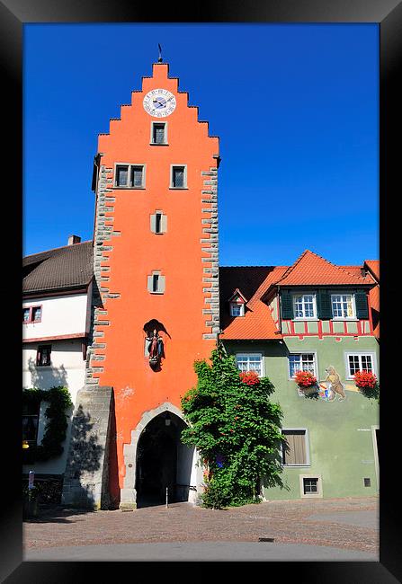 Orange city gate Meersburg Germany Framed Print by Matthias Hauser