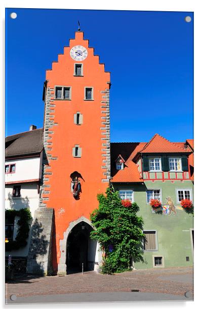 Orange city gate Meersburg Germany Acrylic by Matthias Hauser