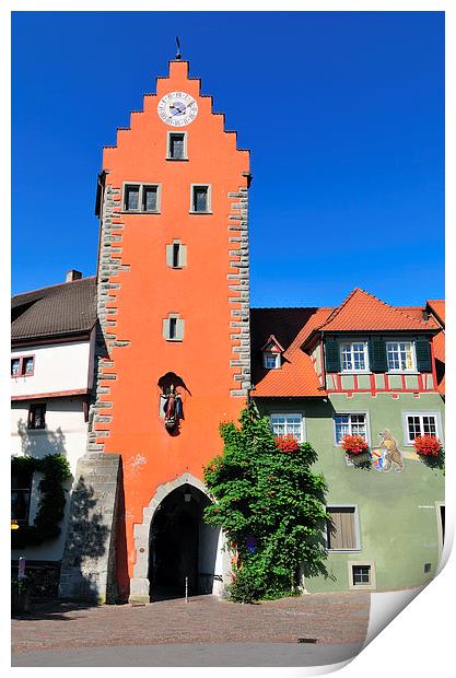 Orange city gate Meersburg Germany Print by Matthias Hauser