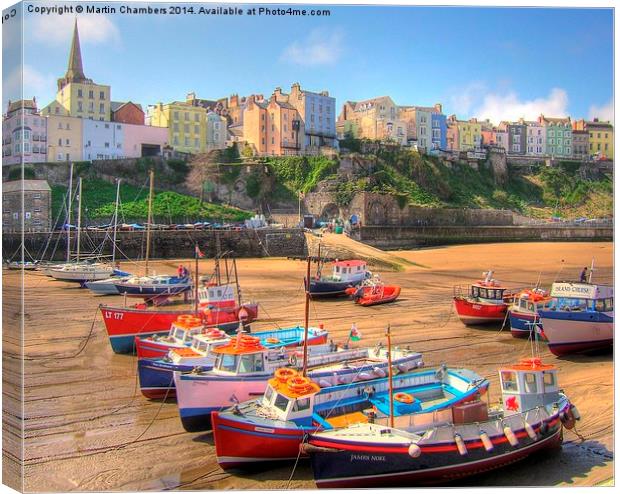 Tenby Colourful Fishing Boats Canvas Print by Martin Chambers